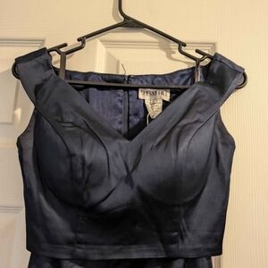 Sherri Hill Dark Navy Satin Top